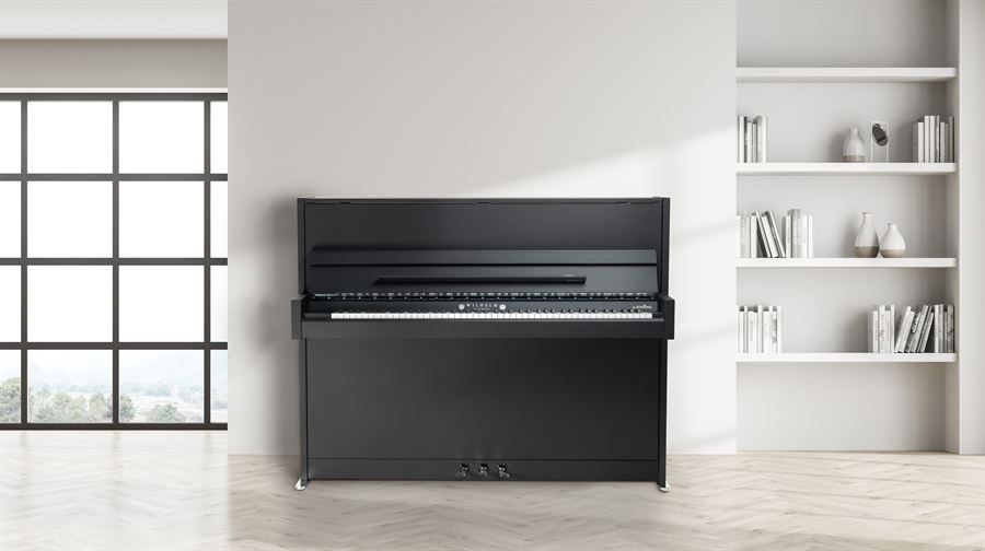 Wilhelm Schimmel W114M-ESM Upright Piano - Ebony Super Matte Satin
